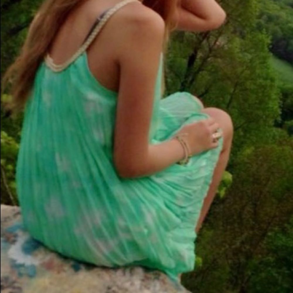 Tye Dye Blue/ Green with White Summer Dress Size S Small - Picture 7 of 7